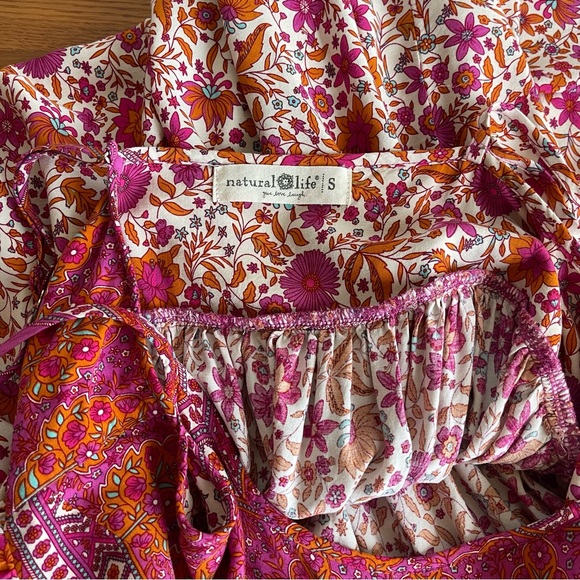 Natural Life Gigi Midi Dress Pink Orange Floral Size S - Picture 12 of 15